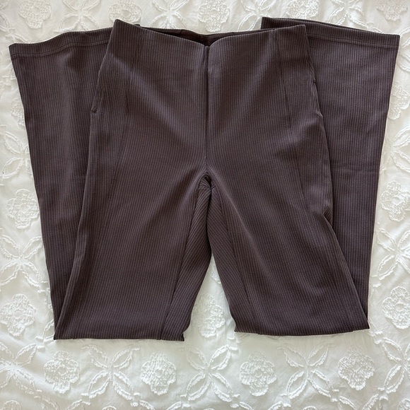 lululemon athletica Ribbed Wide Leg Pants in Dark Brown